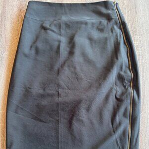 Express Pencil Skirt Full Length Gold Side Zipper Size 6 Olive Greenish Taupe